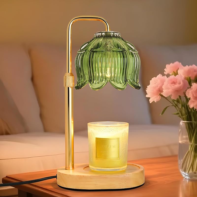 Candle Warmer Lamp with Timer Dimmer, Adjustable Height Pink Tulip Candle Wax Warmer, Christmas Birthday Gift for Mom Women, House Warming Gifts for New Home Bedroom Decor,Flower Pink