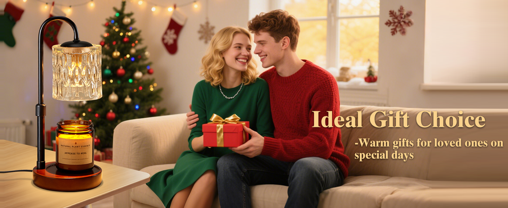 Briever Dimmable Candle Warmer Lamp with Timer, Height Adjustable Electric Candle Wax Warmer, Christmas Birthday Gifts for Women Mom, House Warming Gifts New Home Room Decor, Walnut Solid Wood Base