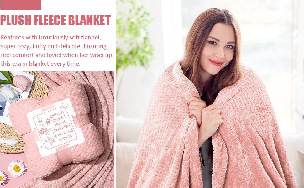 Birthday Gifts for Women Self Care Get Well Soon Gifts, Rose Relaxing Spa Gifts Box Care Package Basket w/ Luxury Flannel Blanket 40 oz Tumbler, Christmas Gifts Set for Mom Her Wife Girlfriend Sister