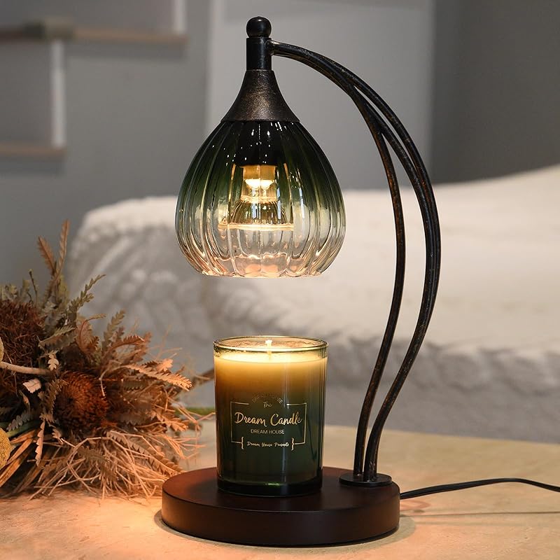 Candle Warmer Lamp with Timer Dimmer - Candle Light Warmer for Jar Candles with 2 Bulbs - Electric Candle Lamp Wax Warmer for Scented Wax Housewarming Gifts New Home Decor for Women Purple Black