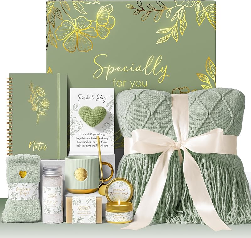 Self Care Gifts for Women Get Well Soon Gift Baskets, Unique Christmas Birthday Gifts for Women Spa Care Package, Sympathy Inspirational Thinking of You Gift Set for Mom Sister Friend Wife Girlfriend