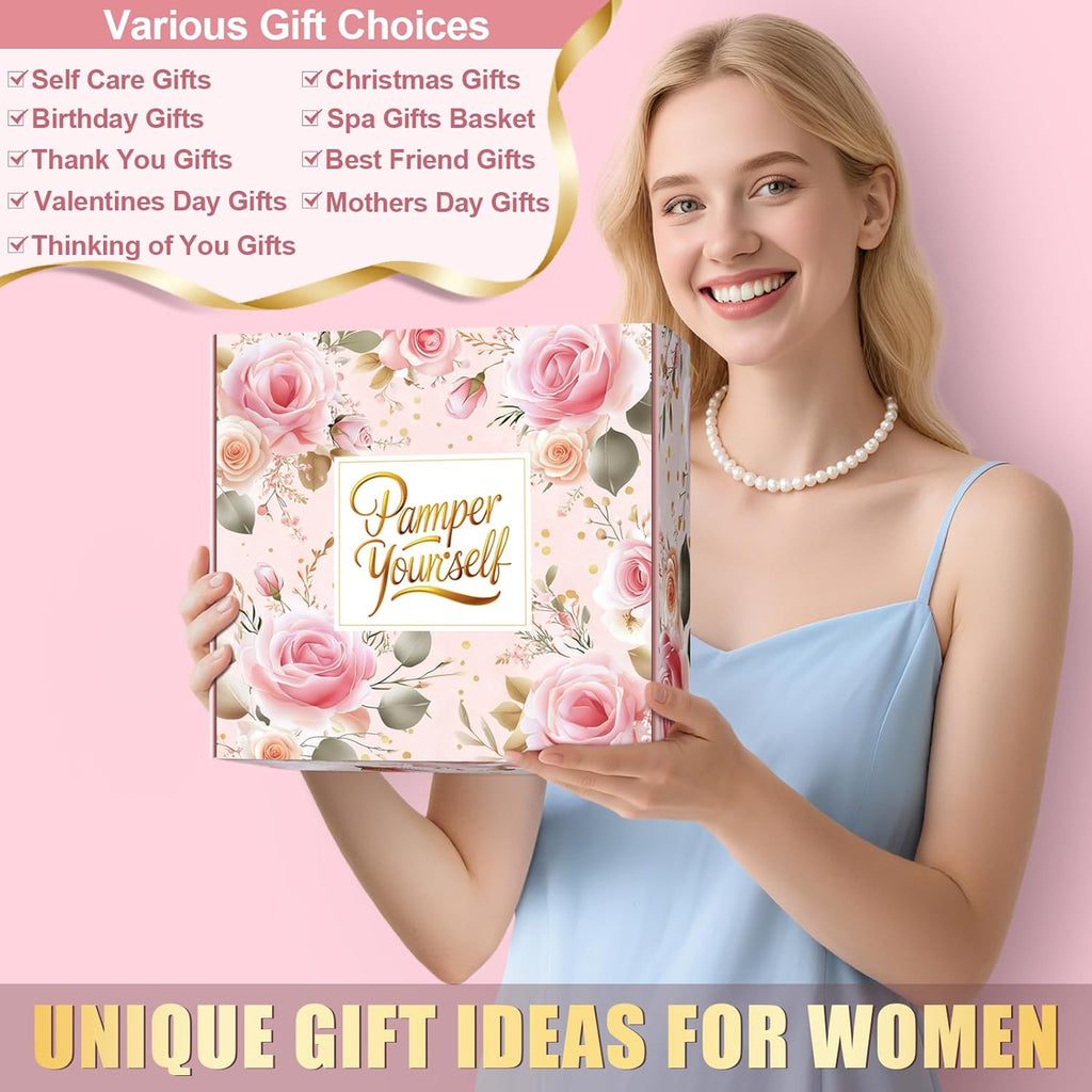 Self Care Gifts for Women Get Well Soon Gift Baskets, Unique Birthday Gifts Spa Care Package, Relaxing Christmas Stocking Stuffers for Women Gift for Mom Her Sister Best Friend Girlfriend Rose