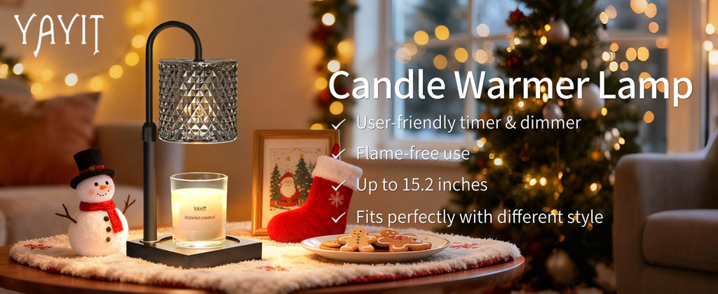 Candle Warmer Lamp with Timer Dimmer Adjustable Height, Candle Warmer with 2 Bulbs for Jar Candles, Home Decor, Women Brithday