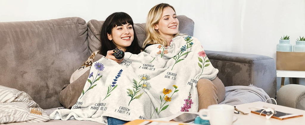 Afterprints Christian Gifts for Women, Christian Blanket with Flowers, Birthday Gifts for Women, Inspirational, Religious Gifts for Sister, Friend, Daughter, Mom, Soft Throw Blankets 50'' x 60''