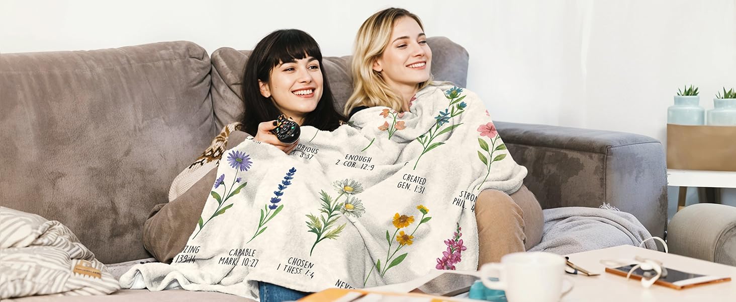 Afterprints Christian Gifts for Women, Christian Blanket with Flowers, Birthday Gifts for Women, Inspirational, Religious Gifts for Sister, Friend, Daughter, Mom, Soft Throw Blankets 50'' x 60''