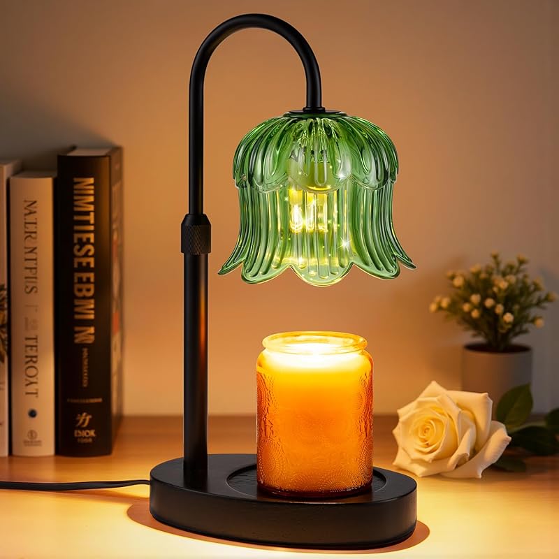 Candle Warmer Lamp Adjustable Timer Electric－Green Flower-Shaped Wax lamp
