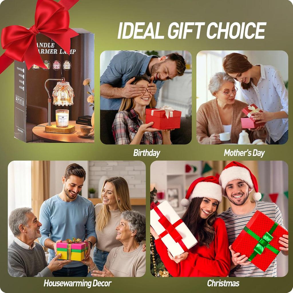 Candle Warmer Lamp with Timer Dimmer - Christmas Birthday Gift for Women Mom, Electric Wax Melter Warmer Adjustable Height for Jar Candles Housing Warming Home Decor