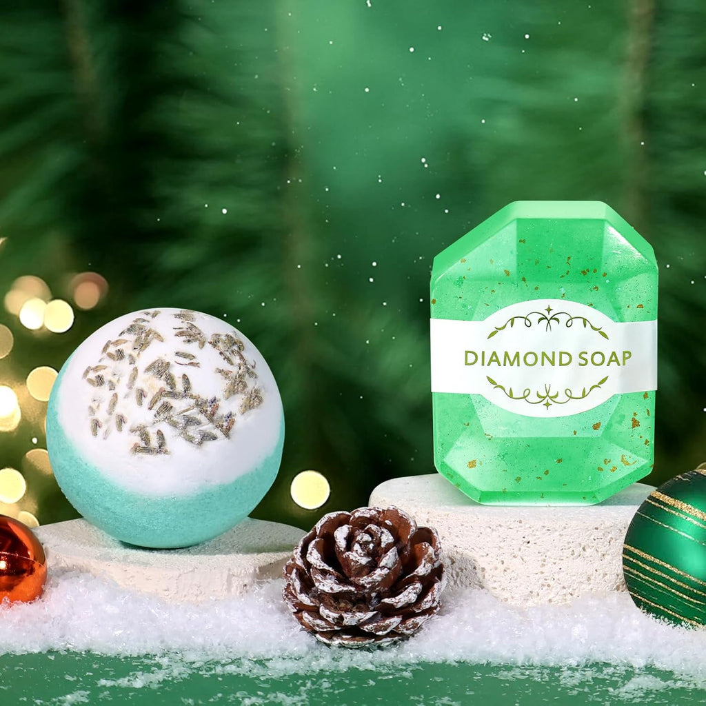 Christmas Gifts for Women, Christmas Birthday Gifts for Women, Green Get Well Soon Self Care Gifts Relaxing Spa Basket with Luxury Flannel Blanket for Mom Christmas Sister Wife Girlfriend