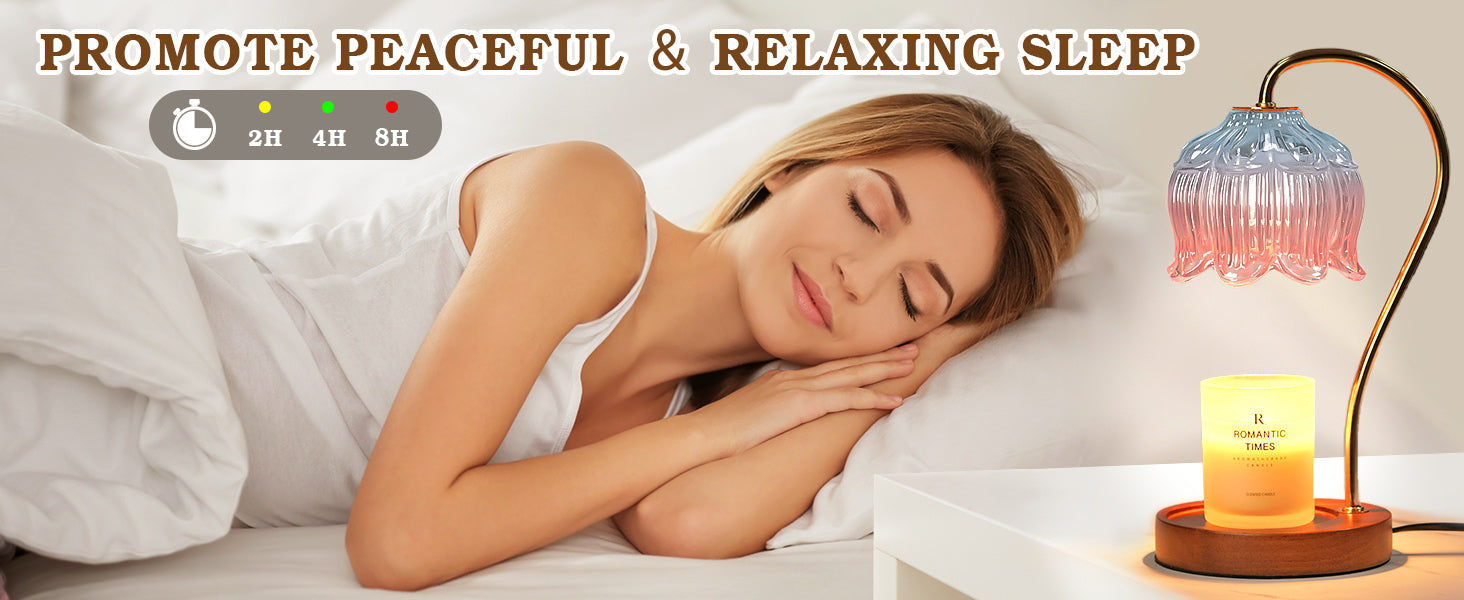 Dimmable Candle Warmer Lamp with Timer, Electric Candle Warmer Lamp, Women Christmas Gifts, Flower Candle Lamp Warmer for Family, Pink Blue Fragrance Candle Lamp for Modern Office Desk Decor