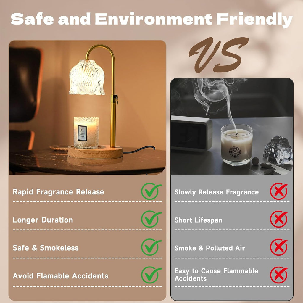 Candle Warmer Lamp with Timer, Birthday Gifts for Women Mom, Height Adjustable Wax Melts Warmer, White Elephant Gifts, Dimmable Candle Warmer for Jar Candles with 2 Bulbs