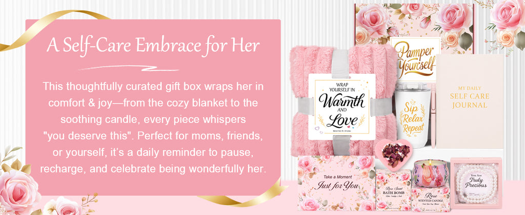 Self Care Gifts for Women Get Well Soon Gift Baskets, Unique Birthday Gifts Spa Care Package, Relaxing Christmas Stocking Stuffers for Women Gift for Mom Her Sister Best Friend Girlfriend Rose