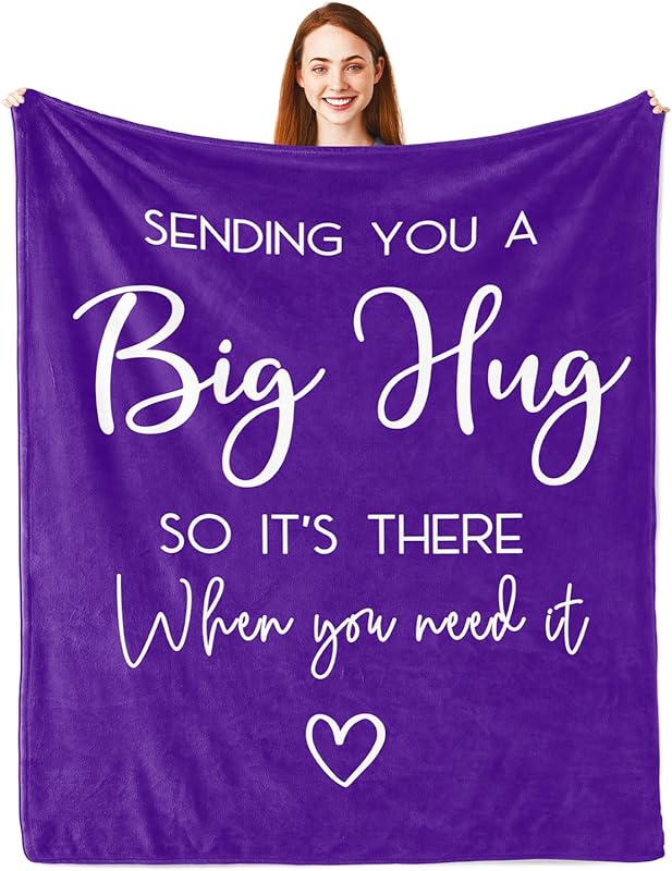 Pubrave Get Well Gifts for Women/Men, Inspirational Gifts for Women/Men, Sympathy Gift, Thinking of You Gifts, Birthday Gifts for Woman, Feel Better Gifts, Healing Blanket Grey 60x50in