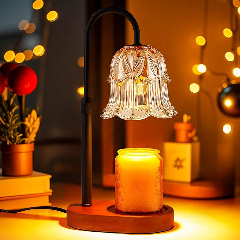 Candle Warmer Lamp Adjustable Timer Electric－Green Flower-Shaped Wax lamp