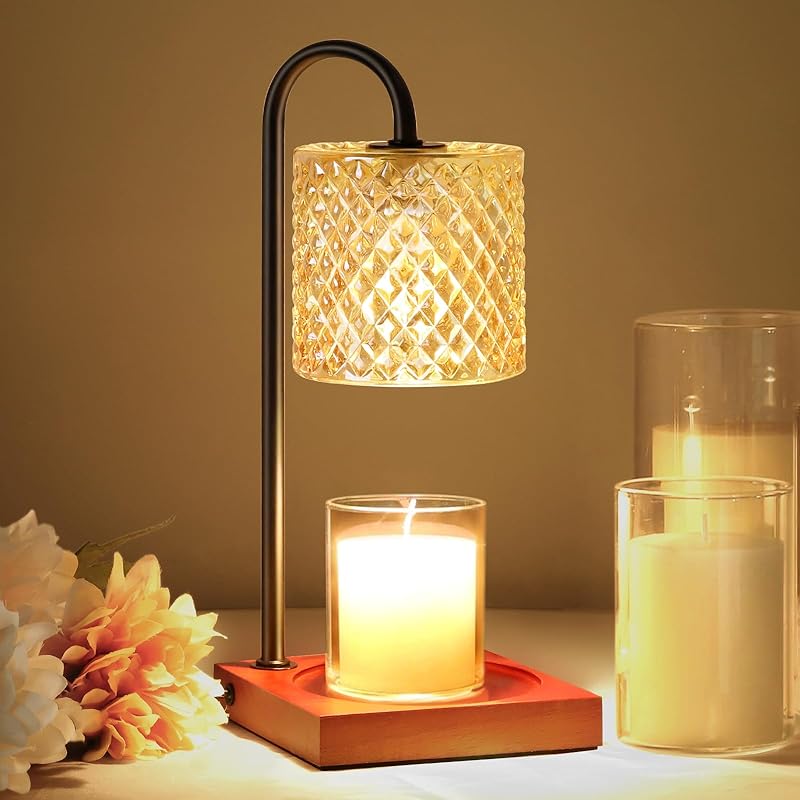 Candle Warmer Lamp with Timer Dimmer, Birthday Gifts for Women Mom, House Warming Gifts, Elegant New Home Decor, Wax Warmer for Jar Candles, Heater Lamp for Scented Wax, Amber Glass
