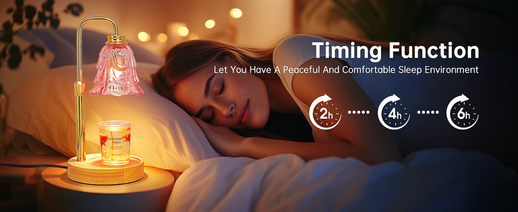 Candle Warmer Lamp with Timer Dimmer, Adjustable Height Pink Tulip Candle Wax Warmer, Christmas Birthday Gift for Mom Women, House Warming Gifts for New Home Bedroom Decor,Flower Pink