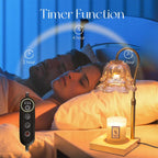 Candle Warmer Lamp with Timer: Flower Candle Warmer with 2 Bulbs Green Height Adjustable Candle Warming Lamps Home Bedroom Decor Birthday Gift for Women