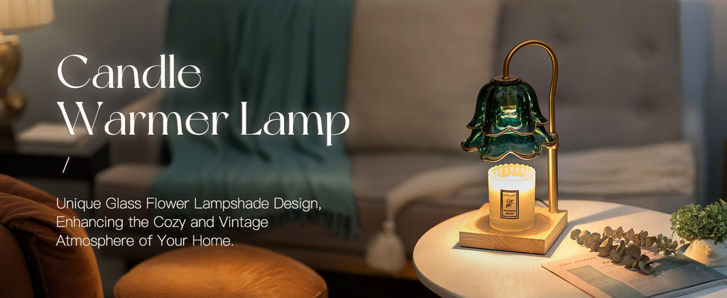 Candle Warmer Lamp with Timer: Flower Candle Warmer with 2 Bulbs Green Height Adjustable Candle Warming Lamps Home Bedroom Decor Birthday Gift for Women
