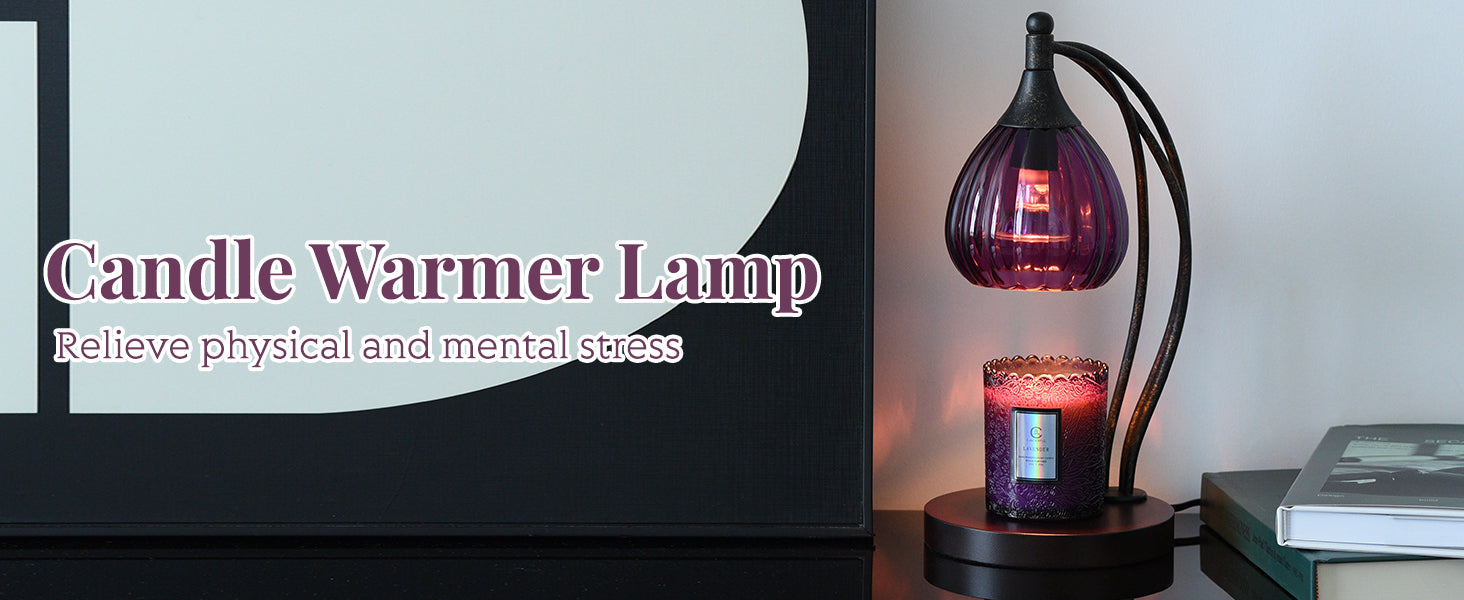 Candle Warmer Lamp with Timer Dimmer - Candle Light Warmer for Jar Candles with 2 Bulbs - Electric Candle Lamp Wax Warmer for Scented Wax Housewarming Gifts New Home Decor for Women Purple Black