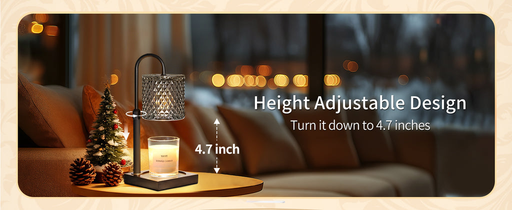Candle Warmer Lamp with Timer Dimmer Adjustable Height, Candle Warmer with 2 Bulbs for Jar Candles, Home Decor, Women Brithday