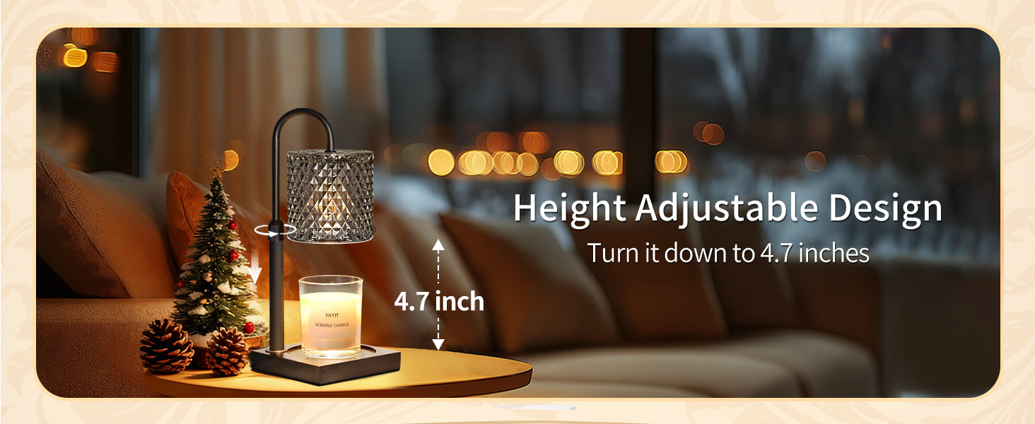 Candle Warmer Lamp with Timer Dimmer Adjustable Height, Candle Warmer with 2 Bulbs for Jar Candles, Home Decor, Women Brithday