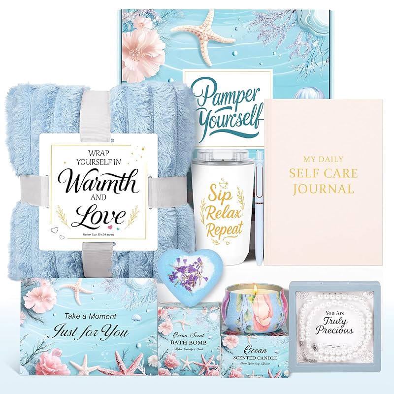 Self Care Gifts for Women Get Well Soon Gift Baskets, Unique Birthday Gifts Spa Care Package, Relaxing Christmas Stocking Stuffers for Women Gift for Mom Her Sister Best Friend Girlfriend Rose