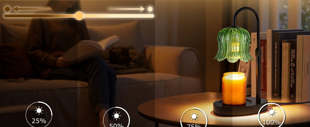 Candle Warmer Lamp Adjustable Timer Electric－Green Flower-Shaped Wax lamp