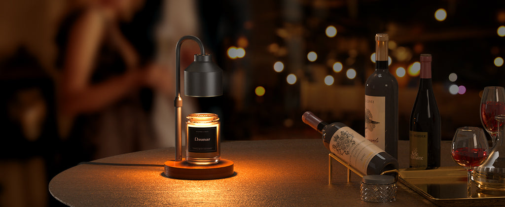 Electric Candle Warmer Lamp Black, Candle Lamp Warmer with Timer, Wax Warmer Lamp for Jar Candles, Adjustable Height Candle Light Warmer with 2 Bulbs