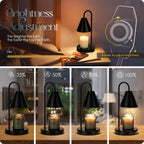 Candle Warmer Lamp,Electric Candle Warmer with Dimmable Light,Scented Wax Melter,No Smoke,Compatible with Various Jar,with 2 Light Bulbs,Home Decor-Black