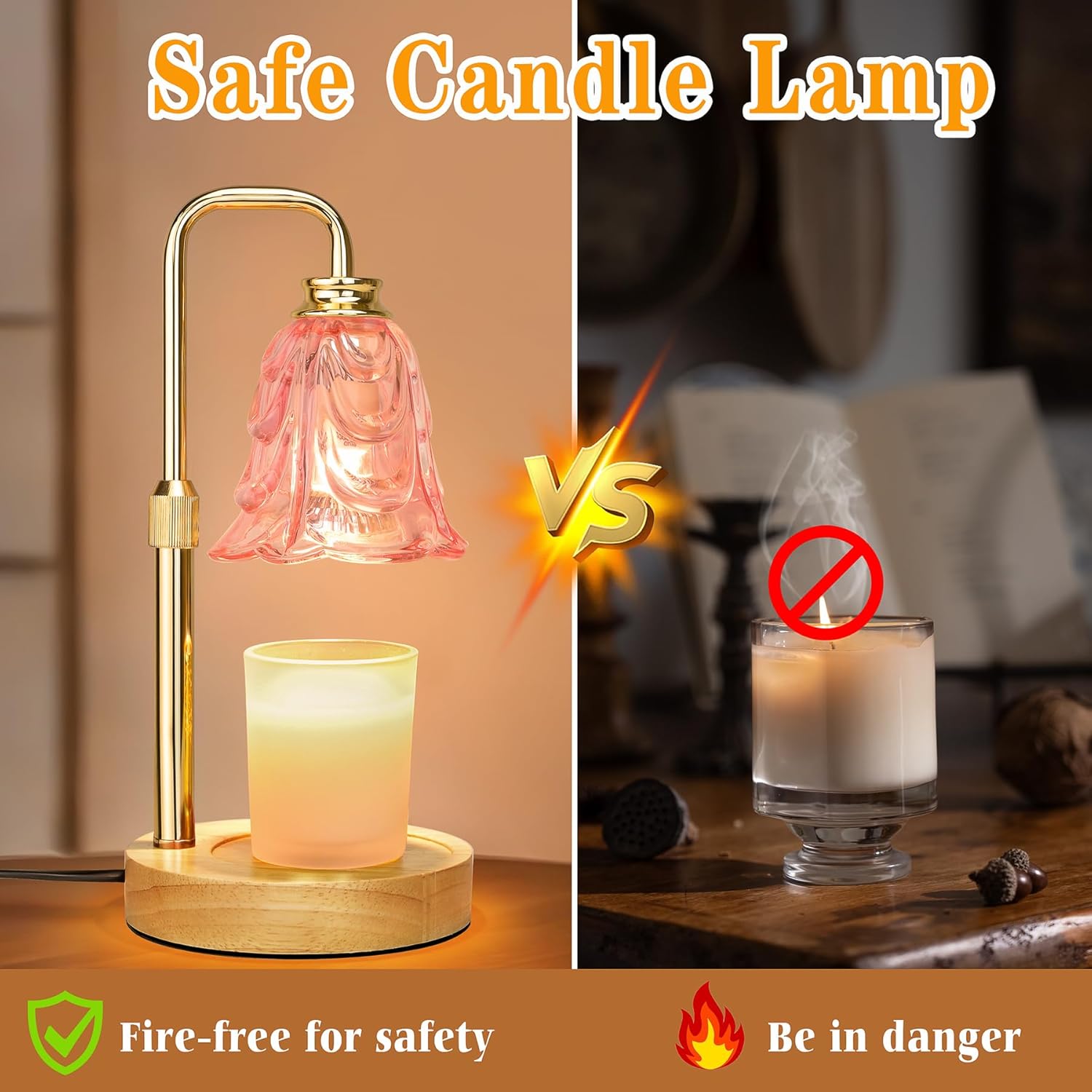 Candle Warmer Lamp with Timer Dimmer, Adjustable Height Pink Tulip Candle Wax Warmer, Christmas Birthday Gift for Mom Women, House Warming Gifts for New Home Bedroom Decor,Flower Pink