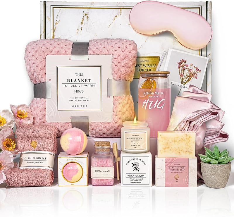 Get Well Soon Gift Baskets For Women,12PC Get Well Gifts for Women After Surgery,Birthday Gifts,Care Package,Grief,Sympathy,Condolences Gift Basket for Friend (navy blue)