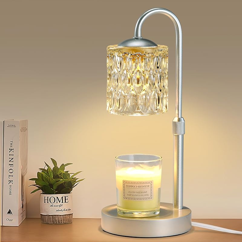 Briever Dimmable Candle Warmer Lamp with Timer, Height Adjustable Electric Candle Wax Warmer, Christmas Birthday Gifts for Women Mom, House Warming Gifts New Home Room Decor, Walnut Solid Wood Base