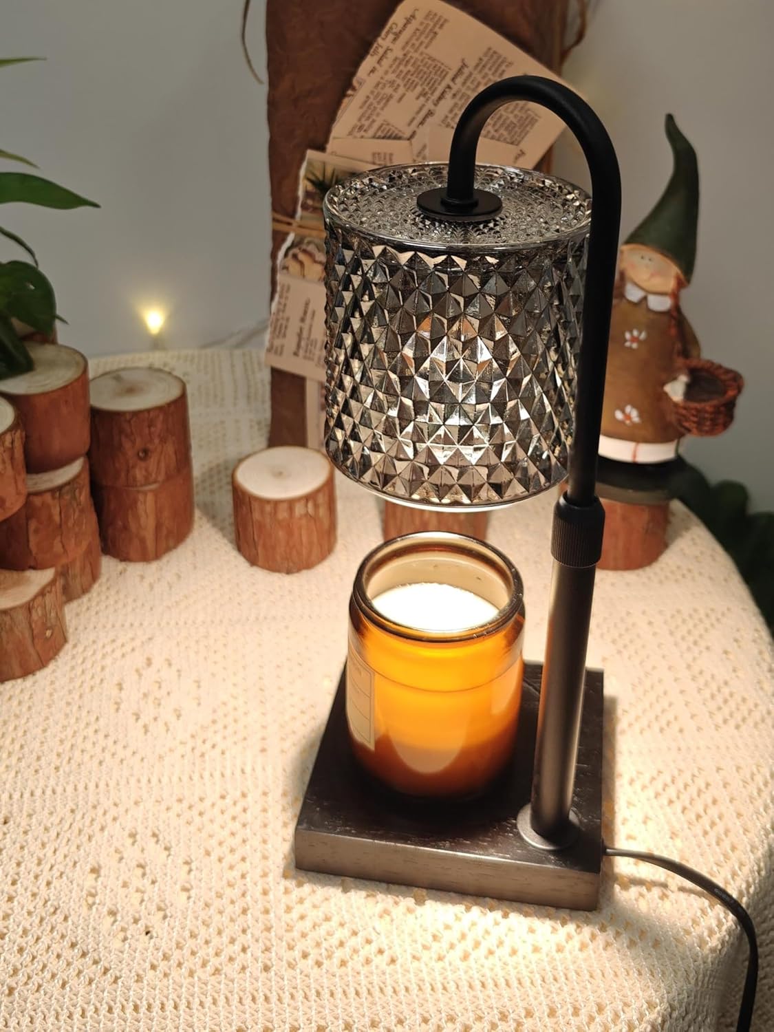 Candle Warmer Lamp with Timer Dimmer Adjustable Height, Candle Warmer with 2 Bulbs for Jar Candles, Home Decor, Women Brithday