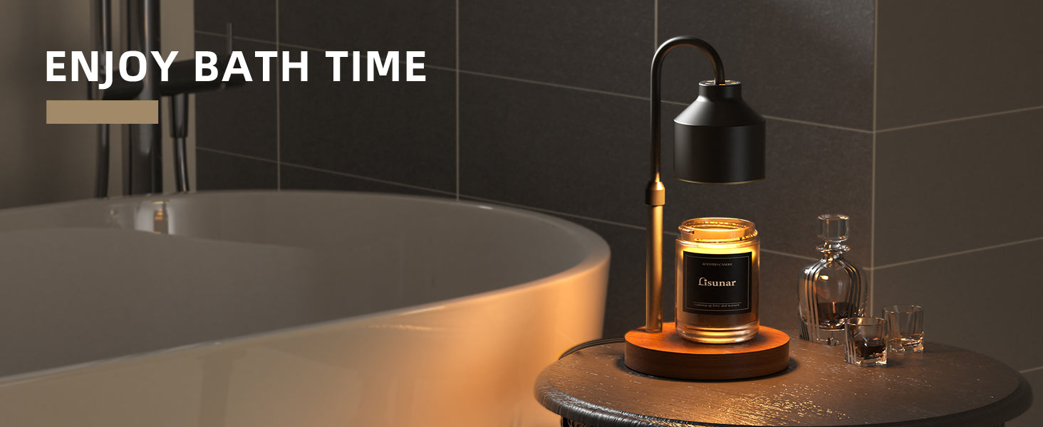 Electric Candle Warmer Lamp Black, Candle Lamp Warmer with Timer, Wax Warmer Lamp for Jar Candles, Adjustable Height Candle Light Warmer with 2 Bulbs