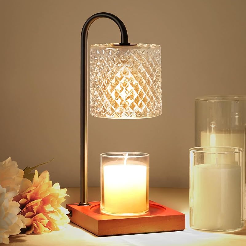 Candle Warmer Lamp with Timer Dimmer, Birthday Gifts for Women Mom, House Warming Gifts, Elegant New Home Decor, Wax Warmer for Jar Candles, Heater Lamp for Scented Wax, Amber Glass