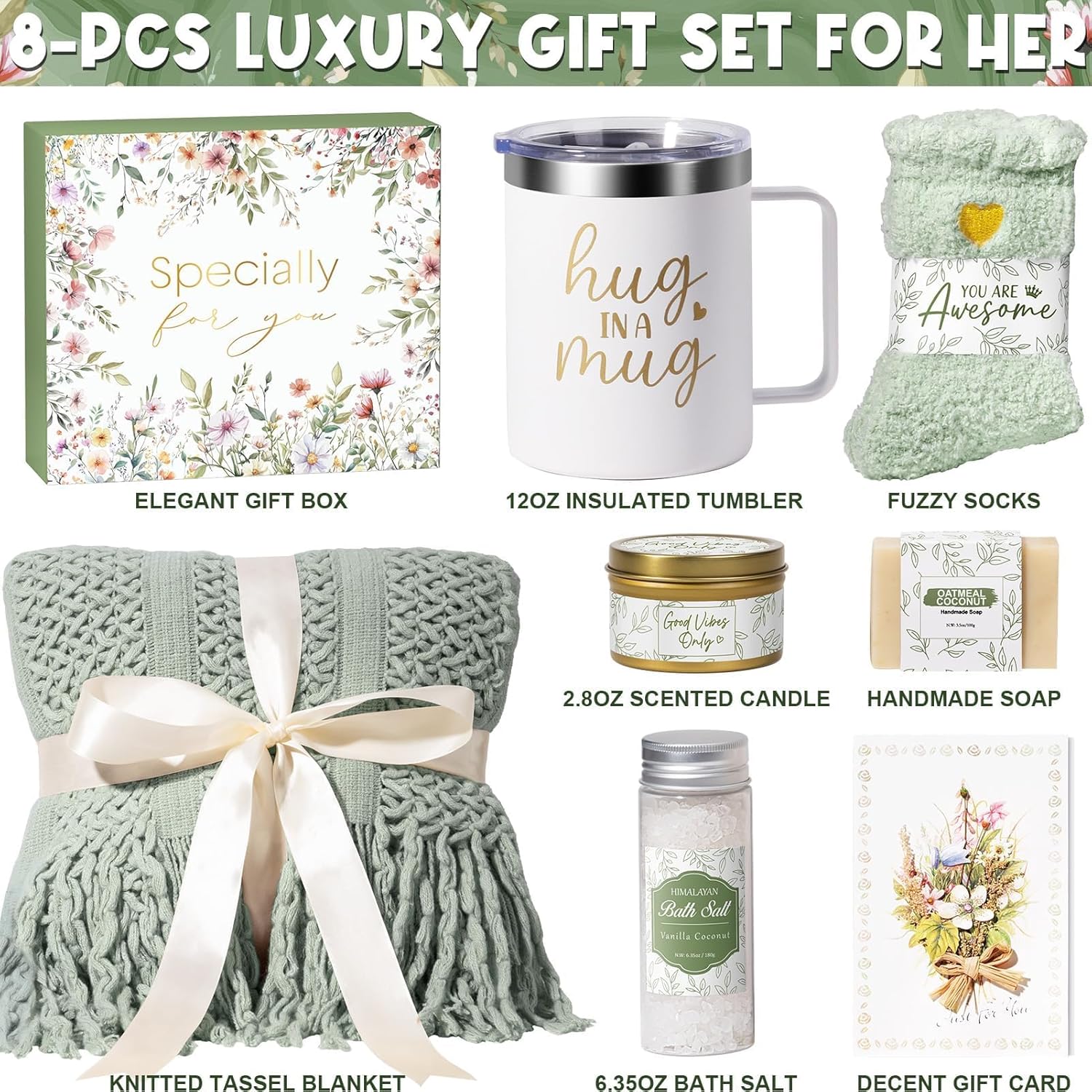 Self Care Gifts for Women Get Well Soon Gifts, Birthday Gifts for Women Care Package, Sympathy Gift Baskets Spa Gifts Set, Thinking of You Inspirational Christmas Gifts for Mom Her Friend Sister Wife