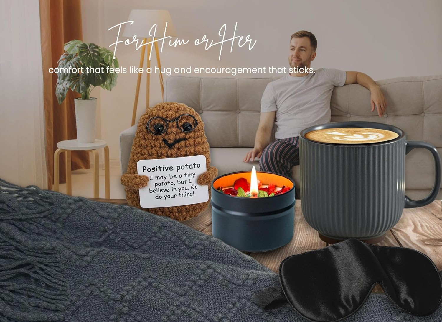 Get Well Soon Gift Baskets for Men&Women- Self Care Package/Brithday - After Surgery, Sympathy Gifts for Loss of Loved One, Thinking of You/ Grief /Bereavement /Miscarriage Gifts (Grey & Navy Blue)