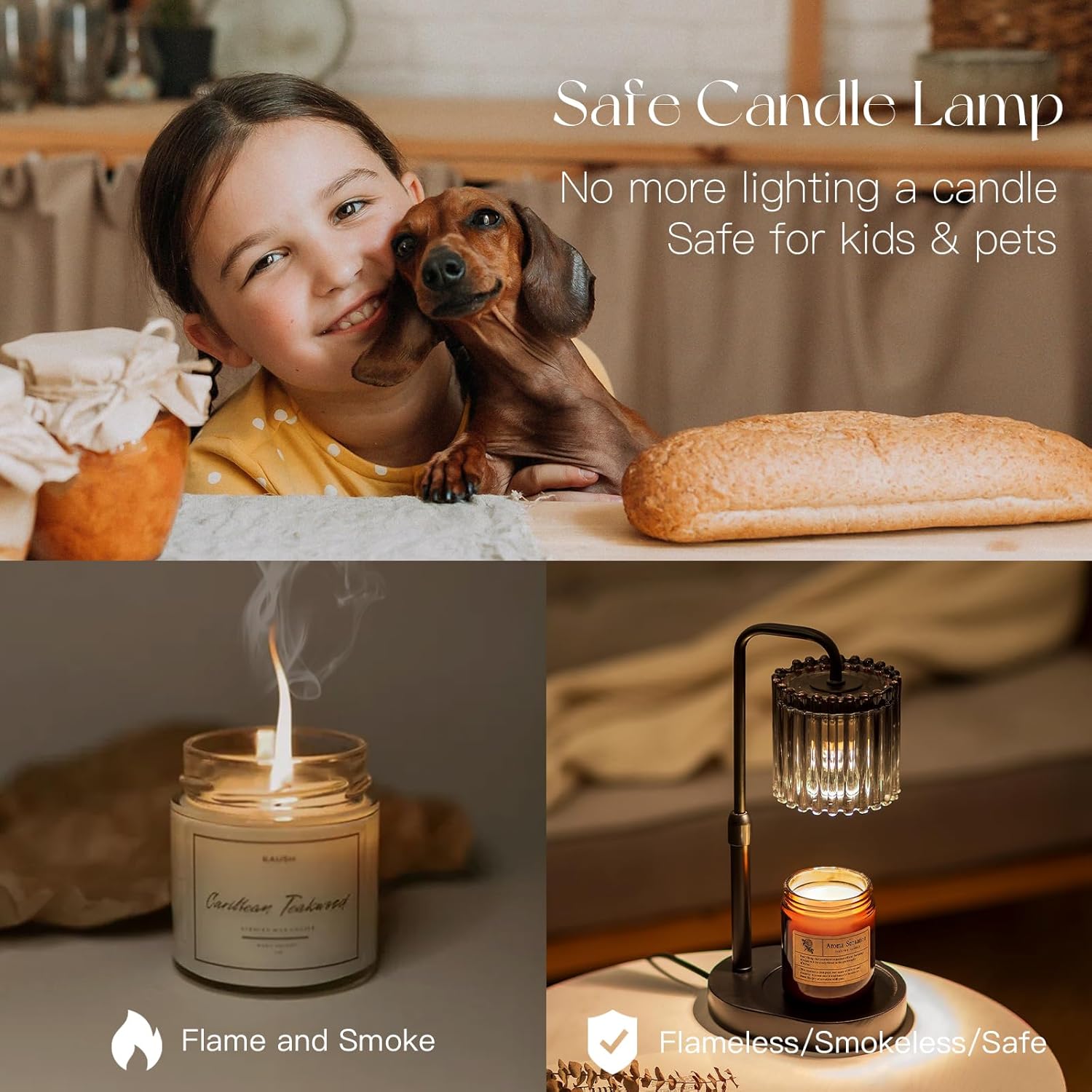 Candle Warmer Lamp with Timer: Black Candle Warming Lamp Height Adjustable Wax Melt Warmer Dimmable Modern Farmhouse New Home Bedroom Decor Christmas Housewarming Gift for Women