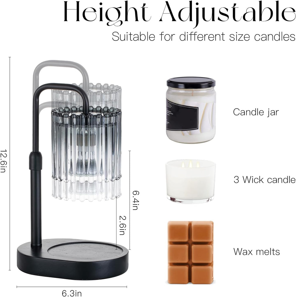 Candle Warmer Lamp with Timer: Black Candle Warming Lamp Height Adjustable Wax Melt Warmer Dimmable Modern Farmhouse New Home Bedroom Decor Christmas Housewarming Gift for Women
