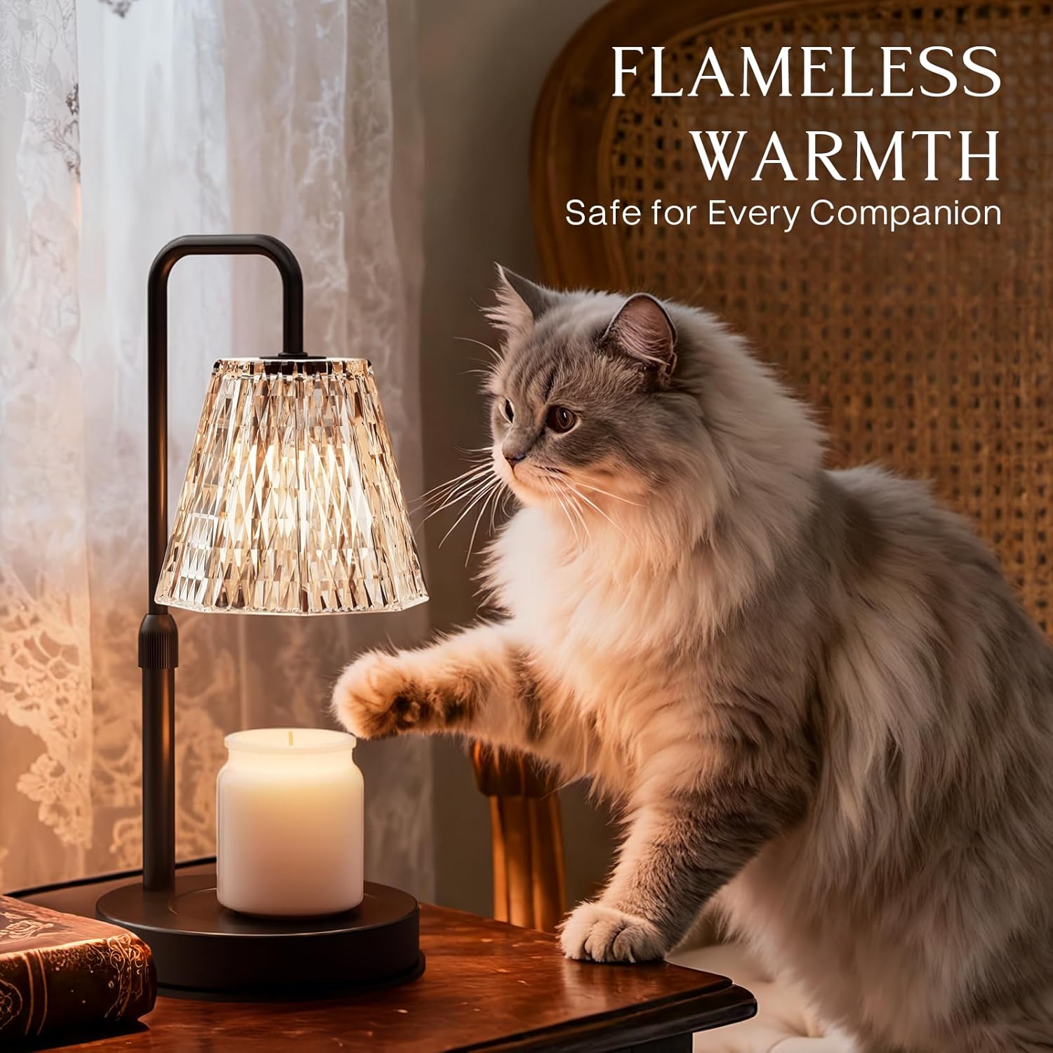 Candle Warmer Lamp with Timer – Dimmable Wax Warmer for Room Decor, Height Adjustable Candle Lamp for Mom Christmas Gifts, Birthday Gifts for Women, House Warming Gifts for New Home Decor with 2 Bulbs