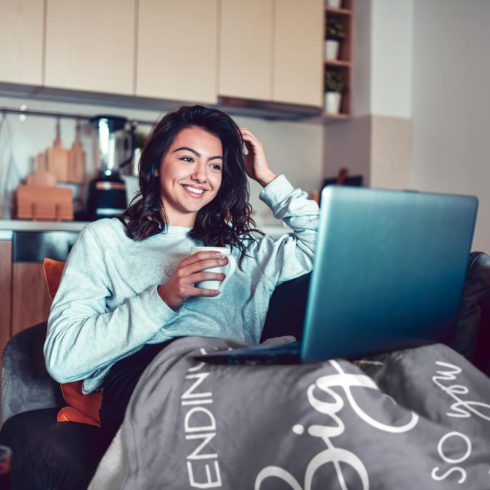 Pubrave Get Well Gifts for Women/Men, Inspirational Gifts for Women/Men, Sympathy Gift, Thinking of You Gifts, Birthday Gifts for Woman, Feel Better Gifts, Healing Blanket Grey 60x50in