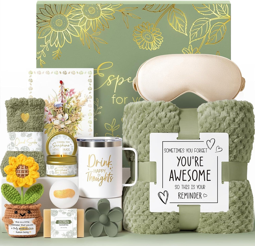 Birthday Gifts for Women Self Care Get Well Soon Gift Baskets, Spa Care Package Thinking of You Gift Set, Sympathy Inspirational Christmas Sunflower Gifts for Women Mom Her Best Friends Sister Wife