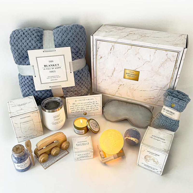 Birthday Gifts for Women,Gift Basket for Women with Moon Lamp,11PC Self Care Gifts,Get Well Soon After Surgery,Relaxing Spa Gifts,Surgery Recovery,Sympathy,Condolences Basket for Loss for mum friend