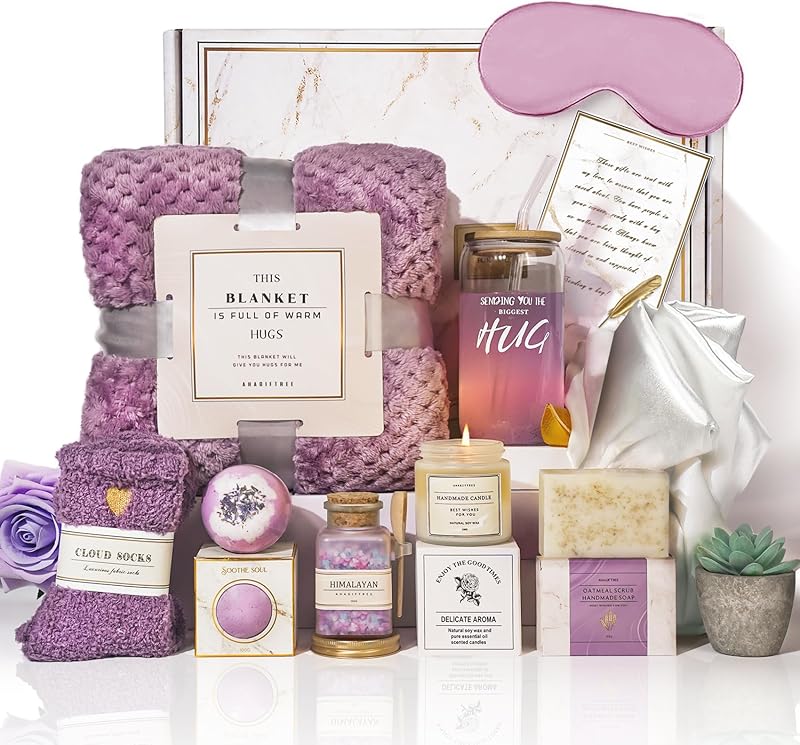 Get Well Soon Gift Baskets For Women,12PC Get Well Gifts for Women After Surgery,Birthday Gifts,Care Package,Grief,Sympathy,Condolences Gift Basket for Friend (navy blue)