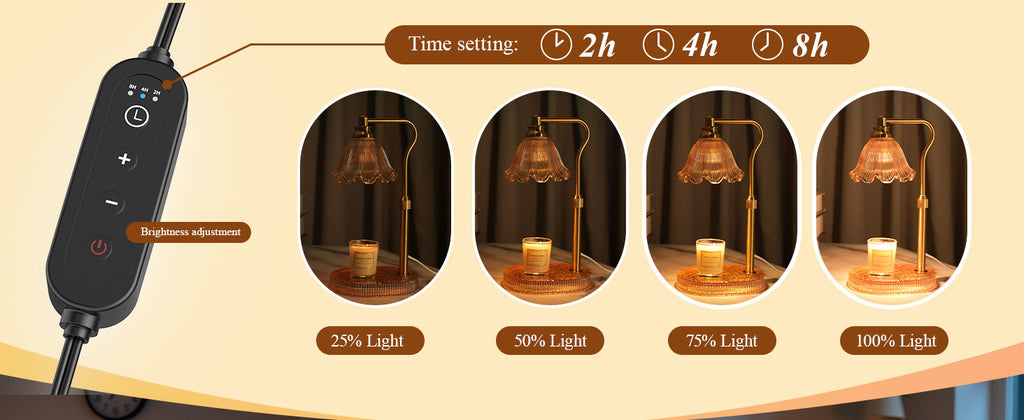 Candle Warmer Lamp with Adjustable Height - Flameless 4-Level Dimmable Wax Warmer, Timer Function & Stylish Design in Multiple Colors (Green)