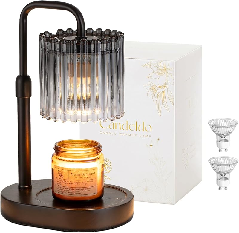Candle Warmer Lamp with Timer: Black Candle Warming Lamp Height Adjustable Wax Melt Warmer Dimmable Modern Farmhouse New Home Bedroom Decor Christmas Housewarming Gift for Women