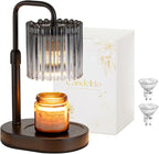 Candle Warmer Lamp with Timer: Black Candle Warming Lamp Height Adjustable Wax Melt Warmer Dimmable Modern Farmhouse New Home Bedroom Decor Christmas Housewarming Gift for Women