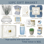 Get Well Soon Gift Baskets For Women,12PC Get Well Gifts for Women After Surgery,Birthday Gifts,Care Package,Grief,Sympathy,Condolences Gift Basket for Friend (navy blue)