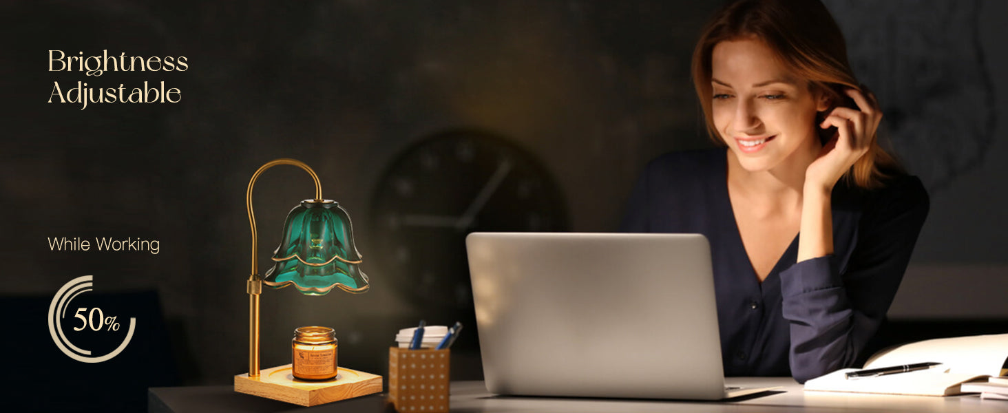 Candle Warmer Lamp with Timer: Flower Candle Warmer with 2 Bulbs Green Height Adjustable Candle Warming Lamps Home Bedroom Decor Birthday Gift for Women