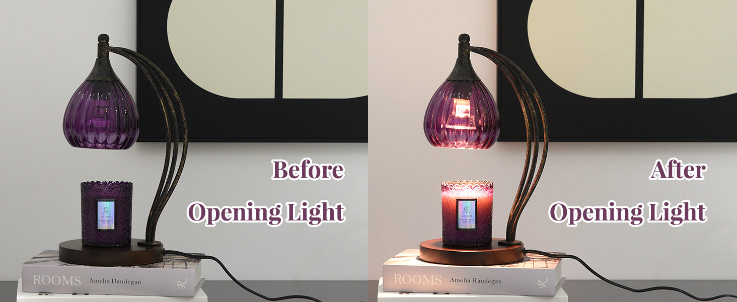 Candle Warmer Lamp with Timer Dimmer - Candle Light Warmer for Jar Candles with 2 Bulbs - Electric Candle Lamp Wax Warmer for Scented Wax Housewarming Gifts New Home Decor for Women Purple Black