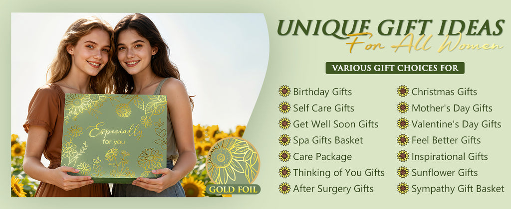 Birthday Gifts for Women Self Care Get Well Soon Gift Baskets, Spa Care Package Thinking of You Gift Set, Sympathy Inspirational Christmas Sunflower Gifts for Women Mom Her Best Friends Sister Wife